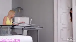 Glamour Lesbians Cum Hard on Vibrators at Work watch